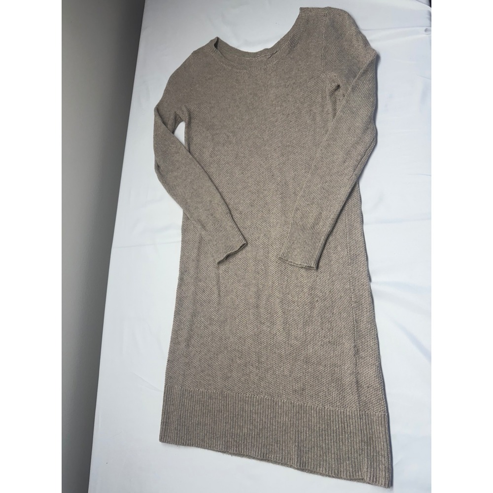 American Eagle Tan Oatmeal Waffle Knit Wool Mix Sweater Dress Womens Medium